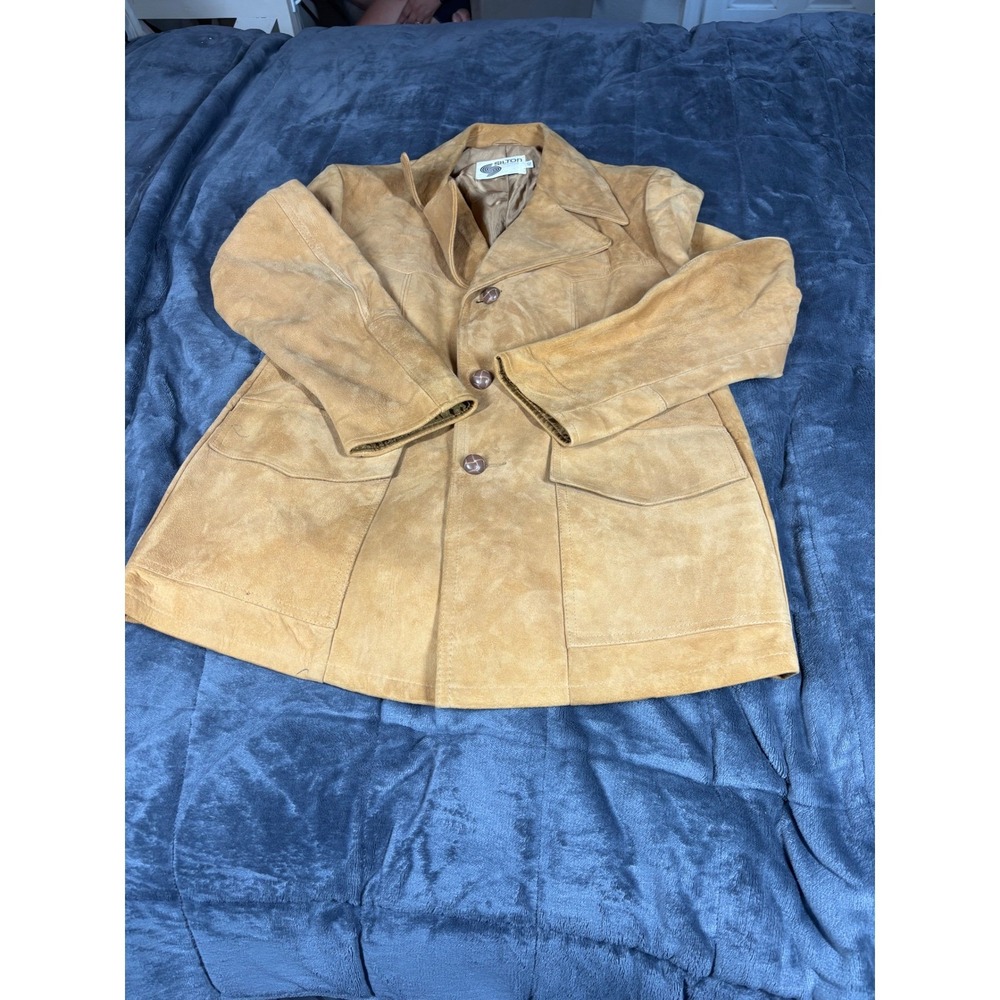 Vintage Silton California Suede Leather Blazer Jacket Womens Size 42 Tan‎